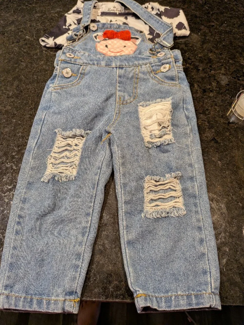 Cow Denim Overall and Shirt Set